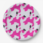Assiettes En Carton Motif d'impression de vache rose et noire (Devant)