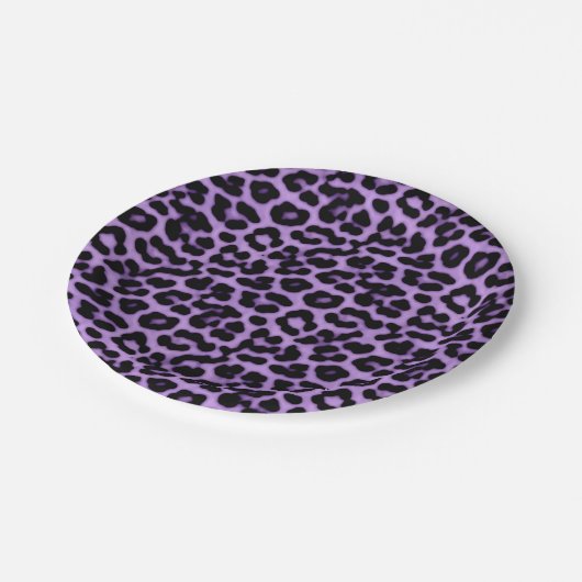 Assiettes En Carton Motif d'impression des points de léopard pourpre (Angle)