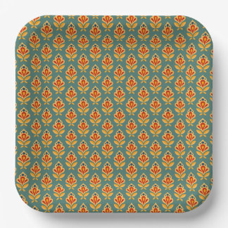 Assiettes En Carton Motif d'impression géométrique rétro du milieu du
