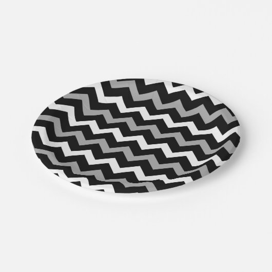 Assiettes En Carton Motif d'impression noir blanc et gris (Angle)