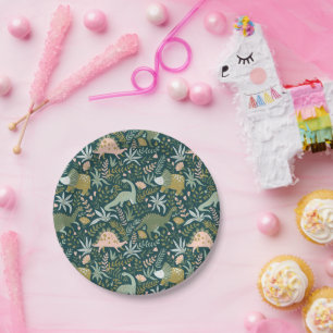 Assiettes En Carton Motif Dinosaur Vert