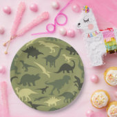 Assiettes En Carton Motif Dinosaure, Silhouette Dinosaure, Dino Vert (Fête)