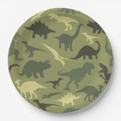 Assiettes En Carton Motif Dinosaure, Silhouette Dinosaure, Dino Vert (Devant)