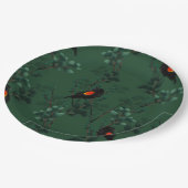 Assiettes En Carton Motif d'oiseau-noir à ailes rouges (Angle)