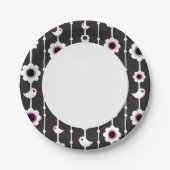 Assiettes En Carton motif d'oiseaux et de fleurs (Devant)