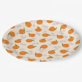 Assiettes En Carton Motif d'oranges et de fleurs (Angle)