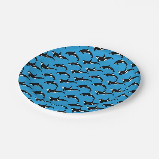 Assiettes En Carton Motif d'orque : Bleu (Angle)