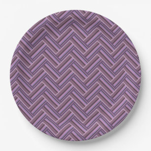 Assiettes En Carton Motif double tissage Mauve stripes