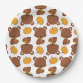 Assiettes En Carton Motif D'Ours, Ours Mignons, Automne, Citrouille (Devant)