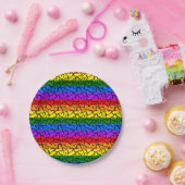 Assiettes En Carton Motif du coeur arc-en-ciel (Fête)
