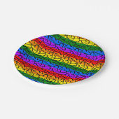 Assiettes En Carton Motif du coeur arc-en-ciel (Angle)