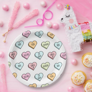 Assiettes En Carton Motif du Coeur de bonbons de Valentine Sarcastique