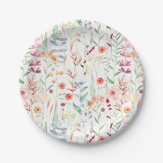 Assiettes En Carton Motif du jardin de fleurs Pastel (Devant)