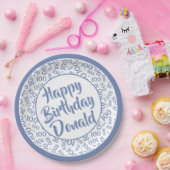 Assiettes En Carton motif du numéro aléatoire du 100e parti bleu/blanc (Fête)