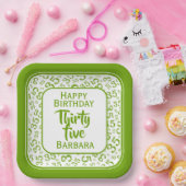 Assiettes En Carton motif du numéro aléatoire du 35e parti vert/blanc (Fête)