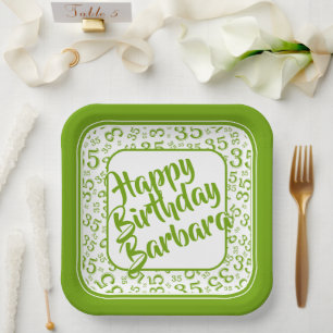 Assiettes En Carton motif du numéro aléatoire du 35e parti vert/blanc