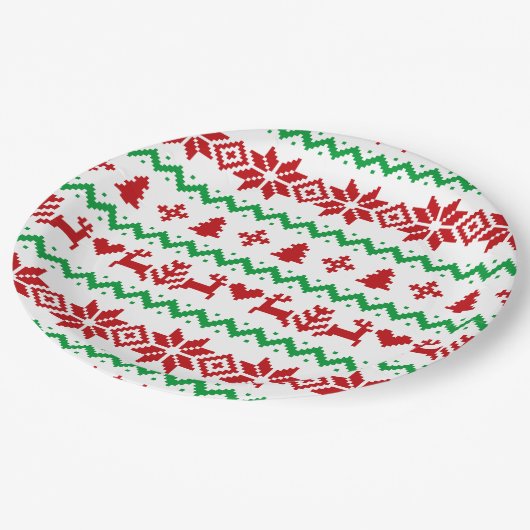 Assiettes En Carton Motif du pull de Noël (Angle)