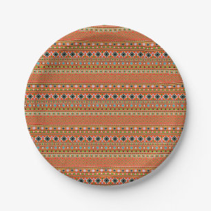 Assiettes En Carton Motif du sud-ouest de style aztèque de corail