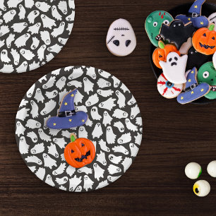Assiettes En Carton Motif éffrayant blanc noir blanc gris