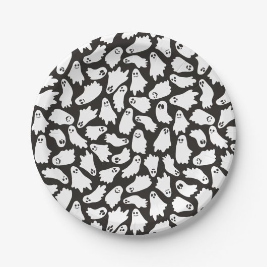 Assiettes En Carton Motif éffrayant blanc noir blanc gris (Devant)