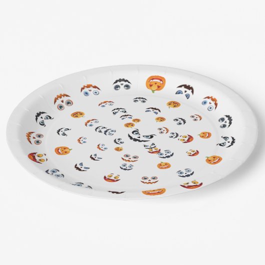 Assiettes En Carton Motif Éffrayant Halloween (Angle)