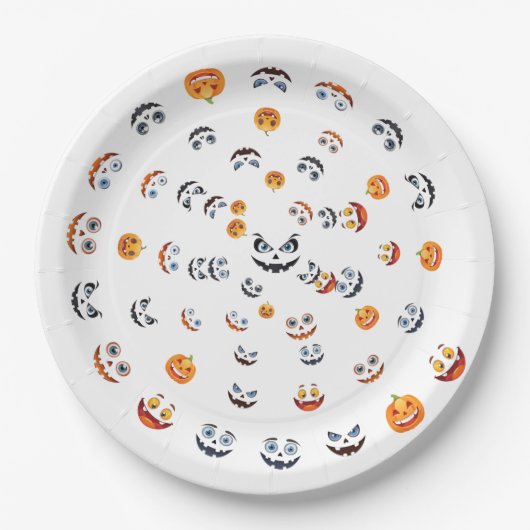Assiettes En Carton Motif Éffrayant Halloween (Devant)