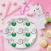 Assiettes En Carton Motif élégant de Noël vert (Fête)