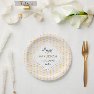 Assiettes En Carton Motif élégant de vacances de Hanukkah or