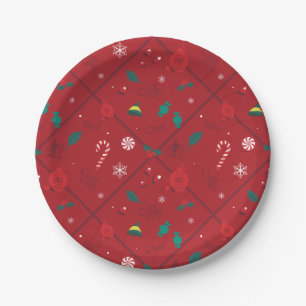 Assiettes En Carton Motif Elf Candy Checker