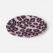 Assiettes En Carton Motif Empreinte de léopard rose et noir (Angle)
