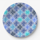 Assiettes En Carton Motif en carrelage marocain peint en bleu (Devant)