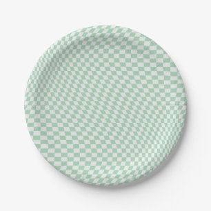 Assiettes En Carton Motif en damier vert À damiers Pastel