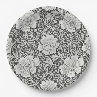Assiettes En Carton Motif en dentelle florale