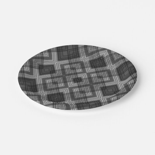 Assiettes En Carton Motif en diamant géométrique noir et blanc (Angle)