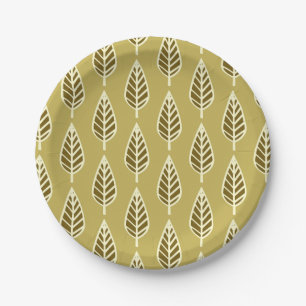 Assiettes En Carton Motif en feuille de hêtre - Chameau tan et brun