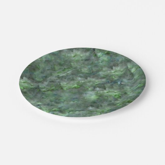 Assiettes En Carton motif en granit de quartz vert Abstrait (Angle)