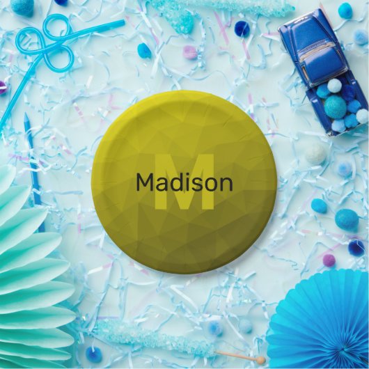 Assiettes En Carton Motif en maille géométrique gris foncé jaune (Fête)