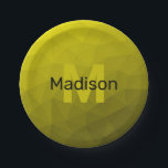 Assiettes En Carton Motif en maille géométrique gris foncé jaune<br><div class="desc">Monogramme Personnalisez avec votre initiale et votre nom personnalisés. Motif de maillage géométrique dégradé d'or jaune. Triangle maillage géométrique avec dégradé noir foncé jaune clair. motif,  ombre,  maillage,  triangles,  géométrie,  géométrique,  dégradé,  cool,  triangle,  lumineux,  motif,  numérique,  jaune,  or,  noir</div>