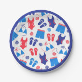 Assiettes En Carton Motif en maillot de bain blanc rouge (Devant)