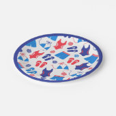 Assiettes En Carton Motif en maillot de bain blanc rouge (Angle)