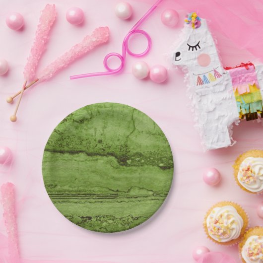 Assiettes En Carton Motif en marbre de granit abstrait vert (Fête)