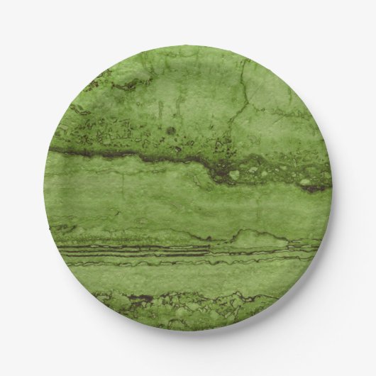 Assiettes En Carton Motif en marbre de granit abstrait vert (Devant)