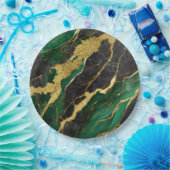 Assiettes En Carton Motif en marbre vert avec or (Fête)