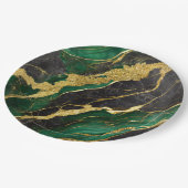 Assiettes En Carton Motif en marbre vert avec or (Angle)
