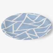 Assiettes En Carton Motif en mosaïque bleu pâle et blanc (Angle)