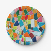 Assiettes En Carton Motif en mosaïque colorée (Devant)