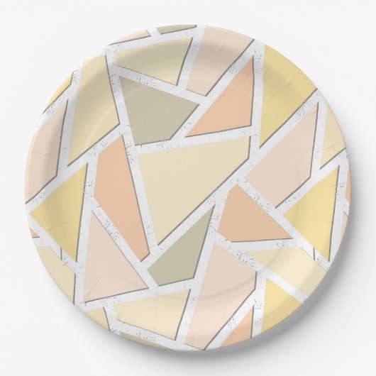 Assiettes En Carton Motif en mosaïque jaune citron (Devant)
