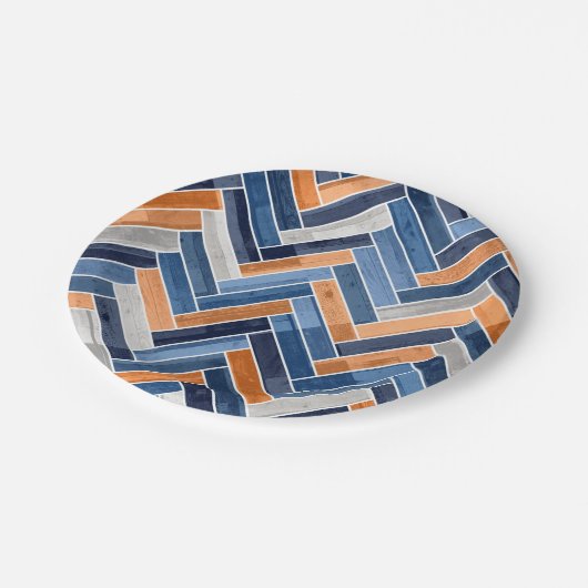 Assiettes En Carton Motif en squelette dans Navy Blue and Orange (Angle)