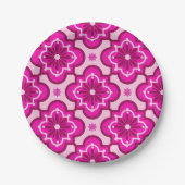 Assiettes En Carton Motif en tuiles marocaines - Fuchsia Pink (Devant)