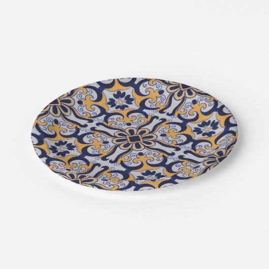 Assiettes En Carton Motif en tuiles portugaises (Angle)